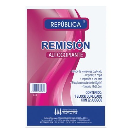 PIN-REM-12AUTO / AED BLOCK DE REMISIONES D. AUTOCOPIANTE 1/2