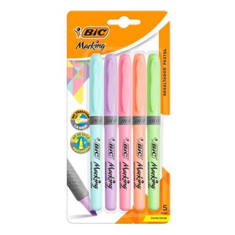 BIC-MAR-BL5SURT / 70330535329 Resaltadores Bic Brite liner pastel 5 piezas